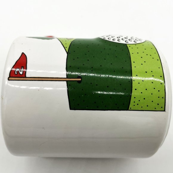 Vintage 1990 3D Raised Golf Ball Putter Handle on Green Stoneware AEP Coffee Mug - Picture 5 of 5